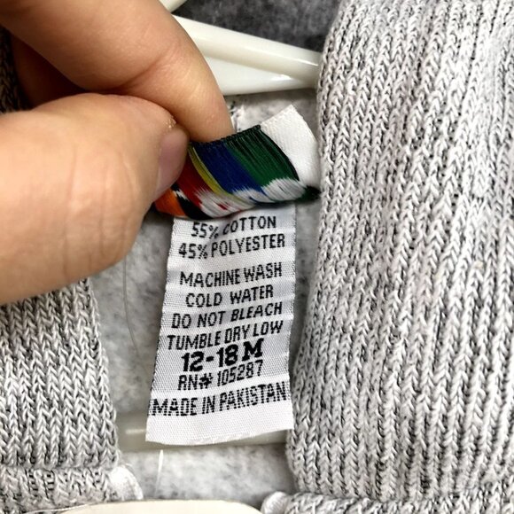 NWT Vintage Baby 12-18M Newport, RI Dolphin Hoodie Sweatshirt Zip Up Gray - Picture 7 of 7